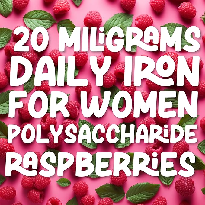 Iron Supplement for Women Drops Daily Support, 20mg of Polysaccharide Complex, Natural Sweeteners, Vegan and Paraben Free (Berry Daiquiri, 4 Fl Oz)