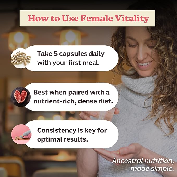 MK Supplements, Female Vitality, Women's Supplements - Supports Reproductive Health and Hormone Balance (150 Capsules - 30 Servings) Nutrient Dense Supplement, Vitamins, Minerals and Peptides