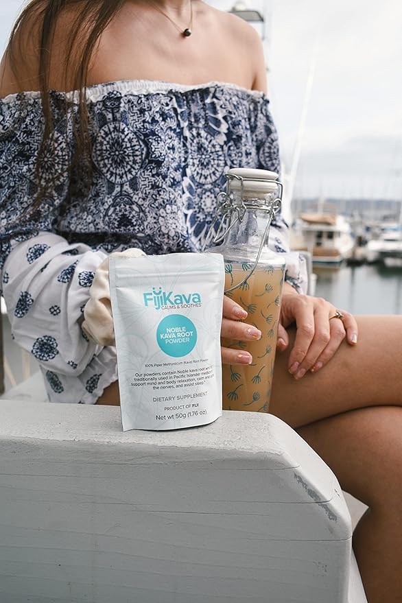 FijiKava Instant Kava Kava Powder 250g – Premium Kava Root Powder with High Kavalactone Content – Natural Relaxation Aid for Calmness, Stress Relief, and Sleep Support – Easy-to-Mix