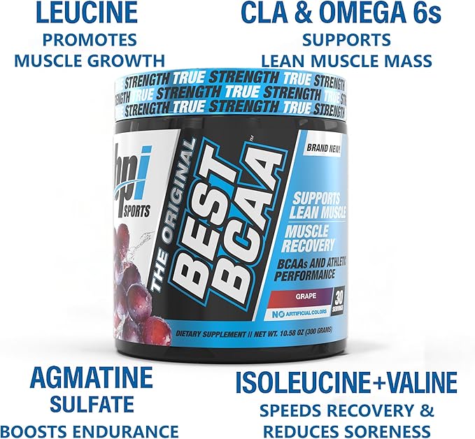 BPI Sports Best BCAA Powder - Muscle Recovery Support - Branched Chain Amino Acids | Building Blocks of Protein and Muscle - Post Workout Recovery – Hydration - Grape, 30 Servings