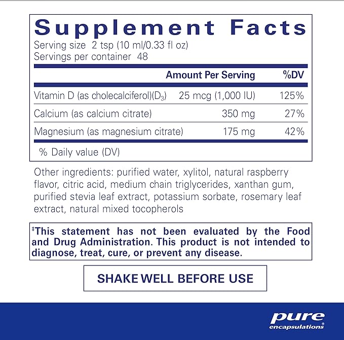 Pure Encapsulations Cal/Mag/D Liquid | Calcium, Magnesium and Vitamin D in a Convenient Liquid Form | 16.2 fl. oz.