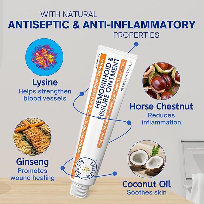 Doctor Butler's Advanced Hemorrhoid & Fissure Ointment – Lidocaine Hemorrhoid Treatment and Fissure Treatment Extra Strength Formula, Heals and Provides Fast Pain and Itch Relief* (1.5 oz.)