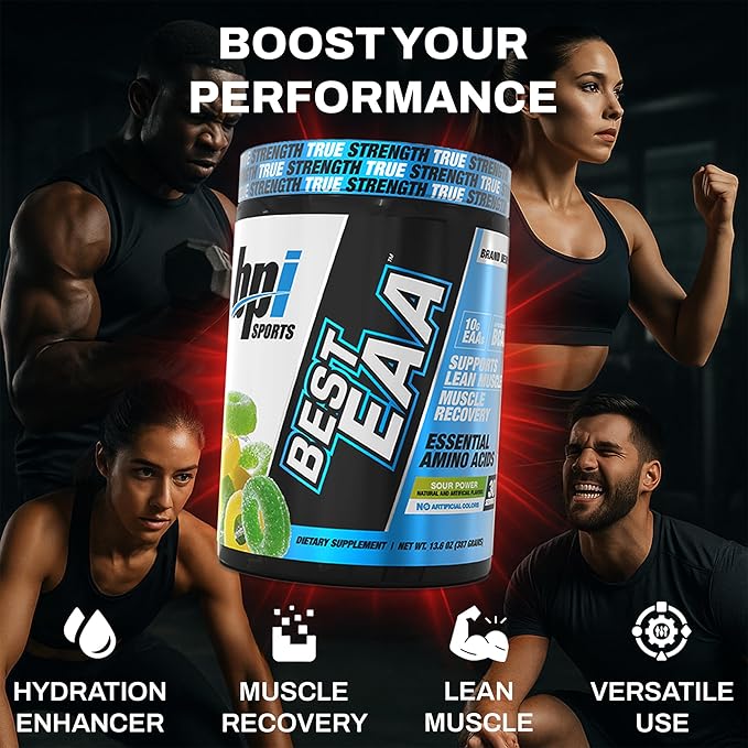 BPI Sports Essential Amino Acids EAA Powder - Pre, Intra & Post Workout Drink - BCAA Powder for Men & Women, EAA + BCAA + Hydration. Advanced Formula with 10g of EAA. (Sour Power)
