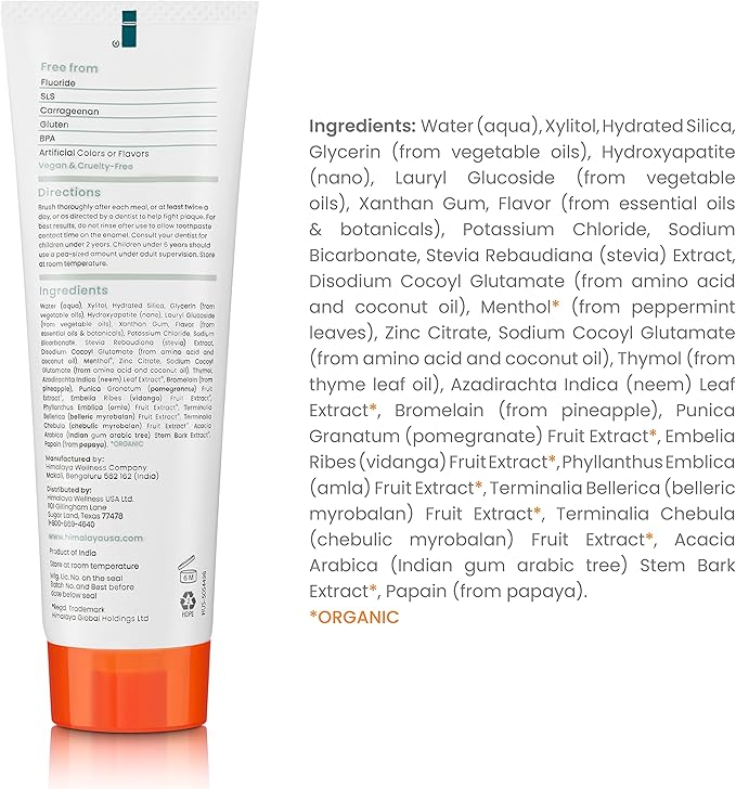 Himalaya Botanique Whitening + Hydroxyapatite Toothpaste for Whiter Teeth & Fresher Breath with Hydroxyapatite Support & Mint Flavor, Fluoride-Free, SLS Free, & Vegan, 4.0 oz (113g)…