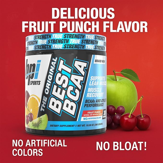 BPI Sports Best BCAA - BCAA Powder - Branched Chain Amino Acids - Muscle Recovery - Muscle Protein Synthesis - Lean Muscle - Improved Performance – Hydration – Fruit Punch - 60 Servings - 1.32 Pound