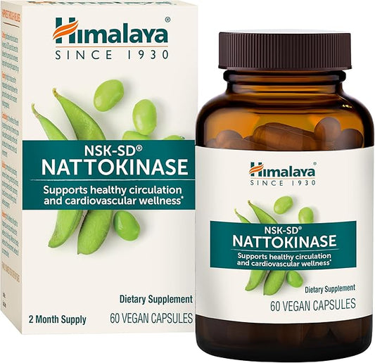 Himalaya NSK-SD Nattokinase, 2000 FU, Dietary Supplement for Healthy Circulation, Vegan, Gluten Free Natto Extract, 100 mg, 60 Capsules Current Value - Himalaya NSK-SD Nattokinase Capsules, 60 CT