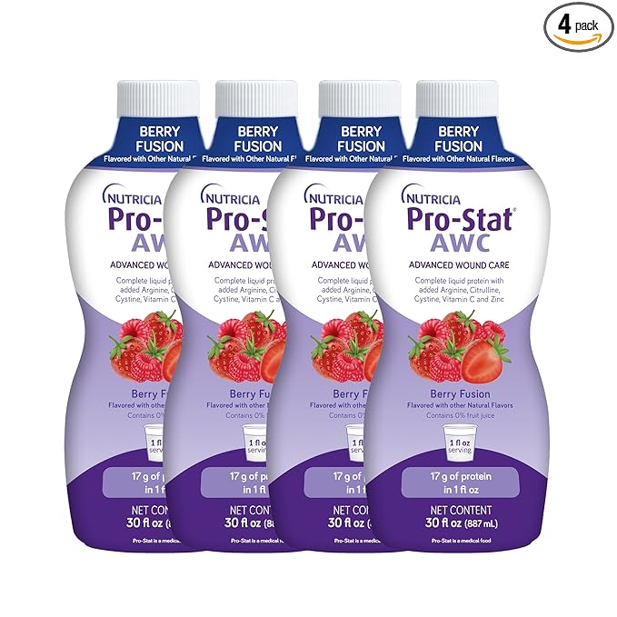 Pro-Stat Advanced Wound Care (AWC), Concentrated Liquid Protein Medical Food - Berry Fusion Flavor, 30 Fl Oz bottle (Case of 4)