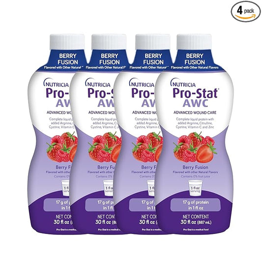 Pro-Stat Advanced Wound Care (AWC), Concentrated Liquid Protein Medical Food - Berry Fusion Flavor, 30 Fl Oz bottle (Case of 4)