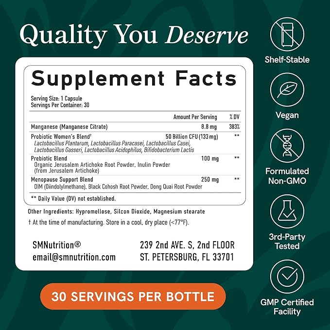 Probiotics for Women | 50 Billion CFU for Vaginal, pH Balance & Digestive Health Support | Female Probiotics with Prebiotics & Hormone Balance Blend | Shelf Stable | Vegan, Gluten-Free | 30 Ct
