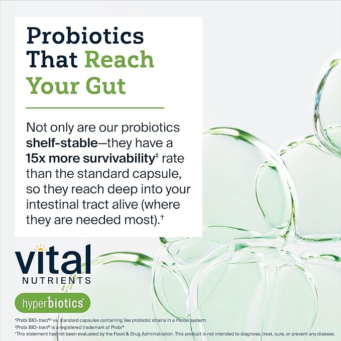 Hyperbiotics Vital Nutrients Prebiotic and Probiotic for Women and Men | 60 Billion CFU | Pre and Probiotics Supports Digestive Health, Constipation, Diarrhea, Gas & Bloating* | 30 Vegan Capsules