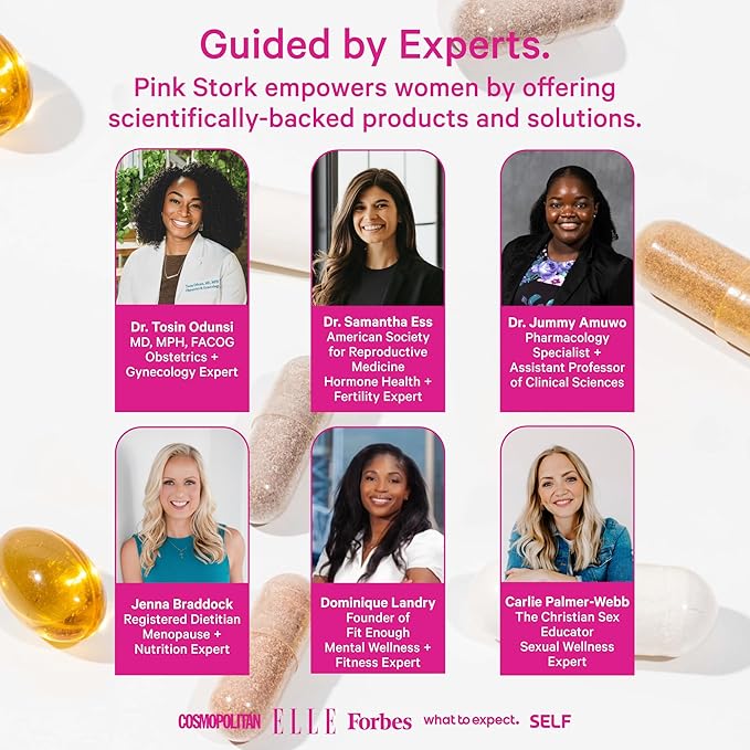 Pink Stork Women’s Probiotic Capsules – 50 Billion CFU Probiotics and Prebiotics – Supports Vaginal Flora, pH Balance, Gut Health, Mood + Digestive Wellness – Dairy-Free, Vegan, Non-GMO – 30 Count