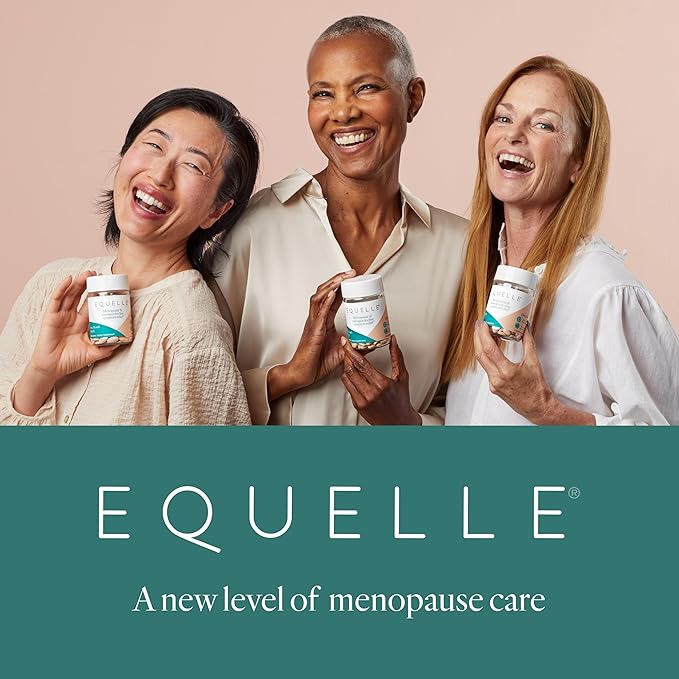 Equelle Multi-Symptom Menopause Relief Supplement for Women, Plant-Based S-Equol, Non-Hormonal & Non-Prescription, Fewer Hot Flashes, More Sleep, Relieves Muscle Aches, 60 Tablets