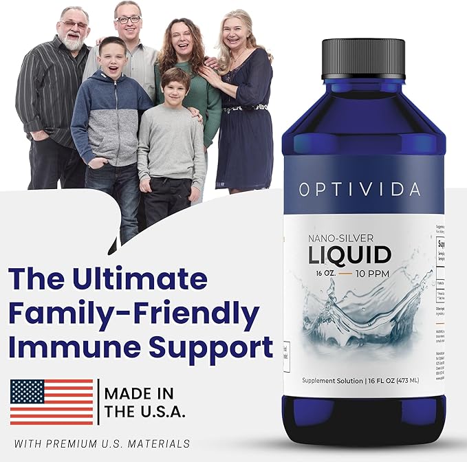Optivida Health Nano Colloidal Silver Liquid (2 Pack) – Immune Support Supplement with Silver Hydrosol, Liquid for Immune System Support, Colloidal Silver for Adults & Kids, Non-GMO, Gluten-Free