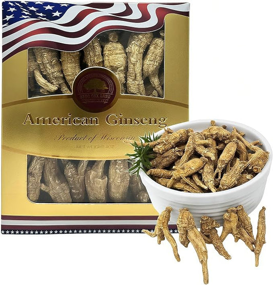 Wisconsin American Ginseng, American Wisconsin Ginsengss Slices Root 西洋参/花旗参 Energy for Men & Women Ginseng in Soup, Tea Smoothies Medium 4 Ounce Box