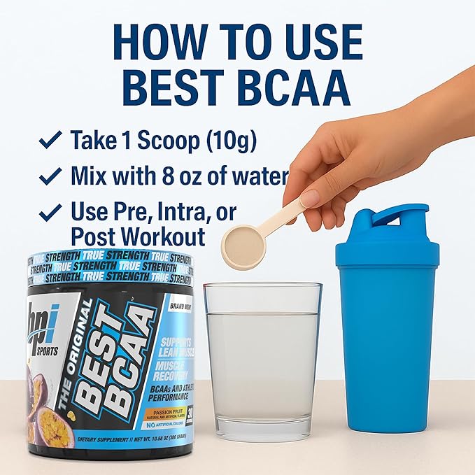 BPI Sports Best BCAA Powder - Muscle Recovery Support - Branched Chain Amino Acids | Building Blocks of Protein and Muscle - Post Workout Recovery – Hydration - Passion Fruit, 30 Servings