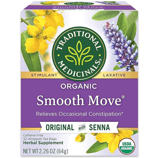 Traditional Medicinals Tea, Organic Smooth Move, Relieves Occasional Constipation, Senna, 32 Tea Bags