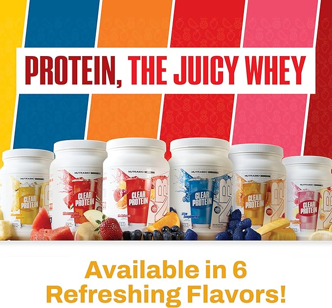 NutraBio Clear Protein Powder, Pineapple Splash - 20 Servings, 20g Clear Whey Protein Isolate, 0 Sugar, 0g Lactose, Refreshing Fruit Flavors, GLP1 Support - Bone Health - Muscle Post Workout Recovery