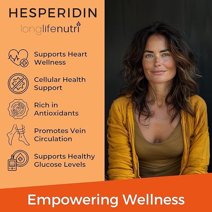 Hesperidin 1000mg, 240 Capsules (4 Month Supply), Supports Cardiovascular Health, Blood Pressure & Circulation, Immune Support, Potent Antioxidant & Vascular Function Benefits, Made in USA
