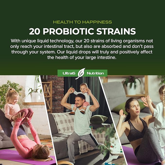 Probiotics for Women, Men and Kids - 20 Strain Liquid Probiotic Supplement for Digestive & Gut Health