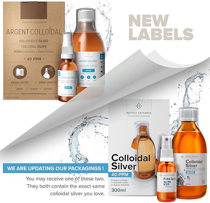 Premium Colloidal Silver ● Optimal Concentration Formula, Smaller Particles, Better Results ● Laboratory Certified ● Liquid Silver Made in EU ● Free Spray Bottle to Fill & Ebook (34 fl oz)