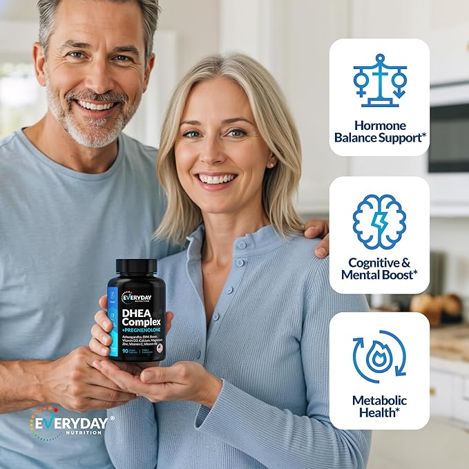 DHEA Micronized 200mg Complex with Pregnenolone 100mg Supplement for Men & Women with Ashwagandha, DIM, Magnesium, Boron, Calcium , Zinc, Vitamin D3, C and B6 Hormone Support - Made in USA 90 Capsules
