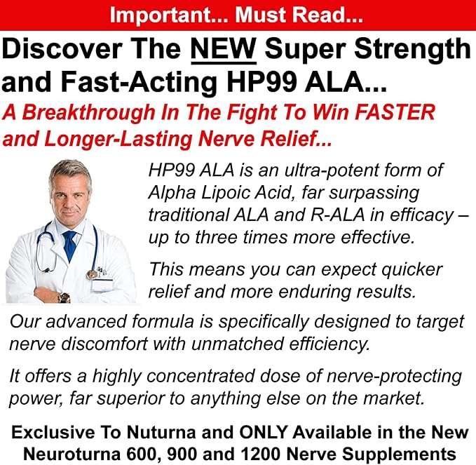 Neuropathy Support Supplement with 1200 mg HP-99 Alpha Lipoic Acid - Max Strength ALA Nerve Formula for Feet Hands Fingers Legs - Ultra Potent 18 in 1 Natural Peripheral Nerve Vitamins - 180 Capsules