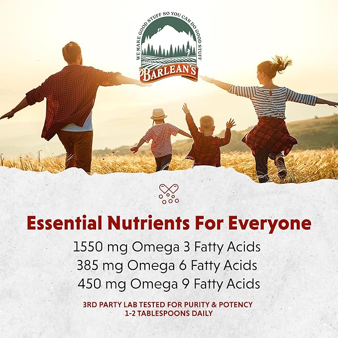 Barlean's Omega 3 6 9 Lignan Flaxseed Oil Supplements, Cold-Pressed Flax Seed Supplement Softgels with 1550 mg ALA Fatty Acids, 100 Count