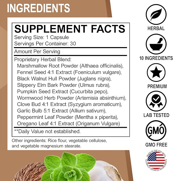 ParaGuard Cleanse Detox Pills - Intestinal Guard Formula Supplement with Black Walnut Wormwood Clove & Oregano Pills - Adults Natural Herbal Intestine Body Gut Cleanser Adults Complete Kit 30 Capsules