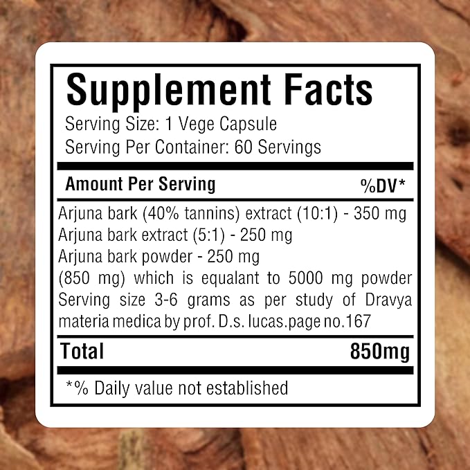 Arjuna Terminalia Arjuna Traditional Wellness Supplement 60 Vege Capsules