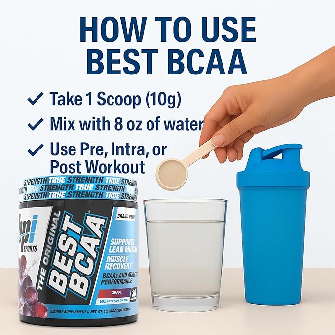 BPI Sports Best BCAA Powder - Muscle Recovery Support - Branched Chain Amino Acids | Building Blocks of Protein and Muscle - Post Workout Recovery – Hydration - Grape, 30 Servings