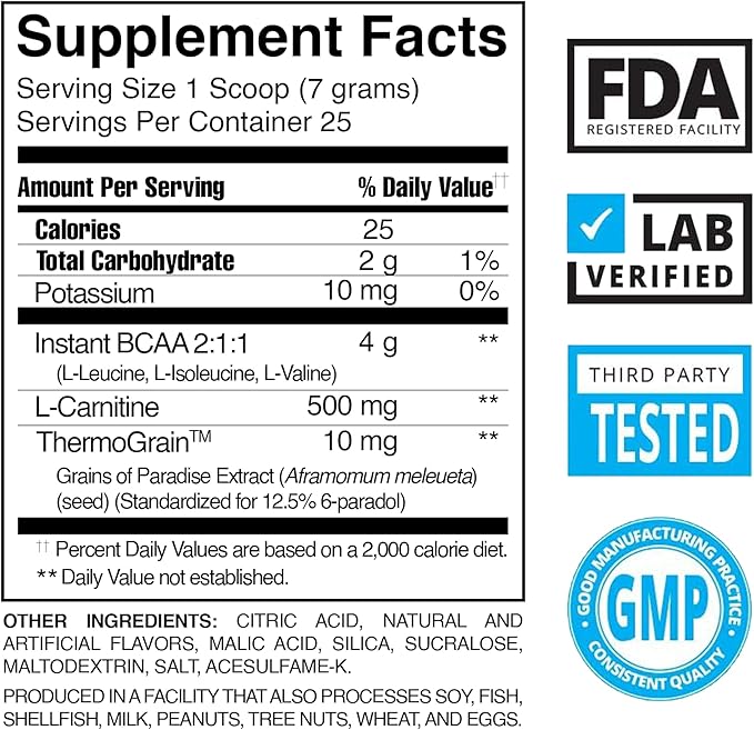 BPI Sports Best BCAA Shredded - Caffeine Free Thermogenic Recovery Drink, Lean Muscle Building BCAA Powder for Women and Men, Preworkout BCAAs Amino Acids Drink- Blue Raz - 25 Servings