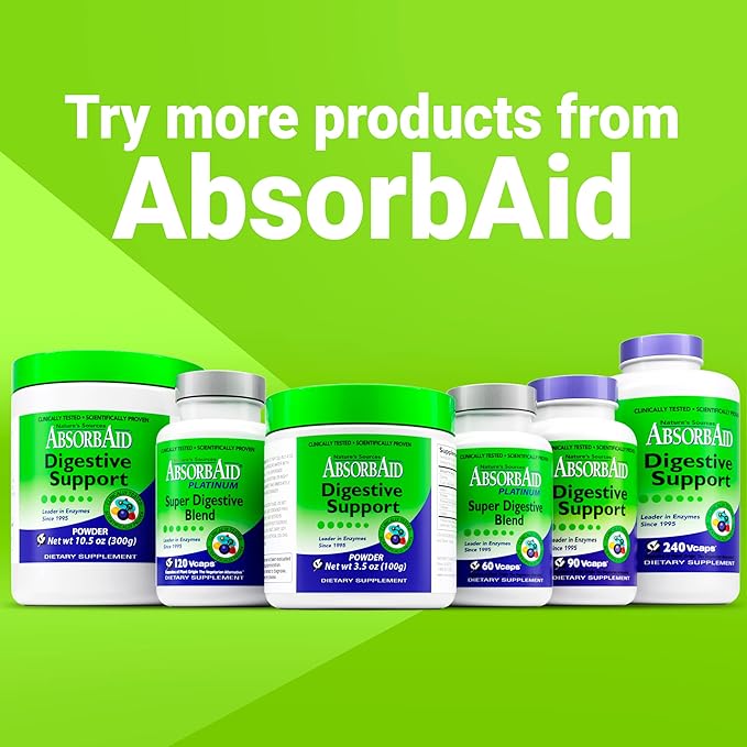AbsorbAid Digestive Enzymes 100 Grams, Proven to Increase Vital Nutrient Absorption by up to 71%