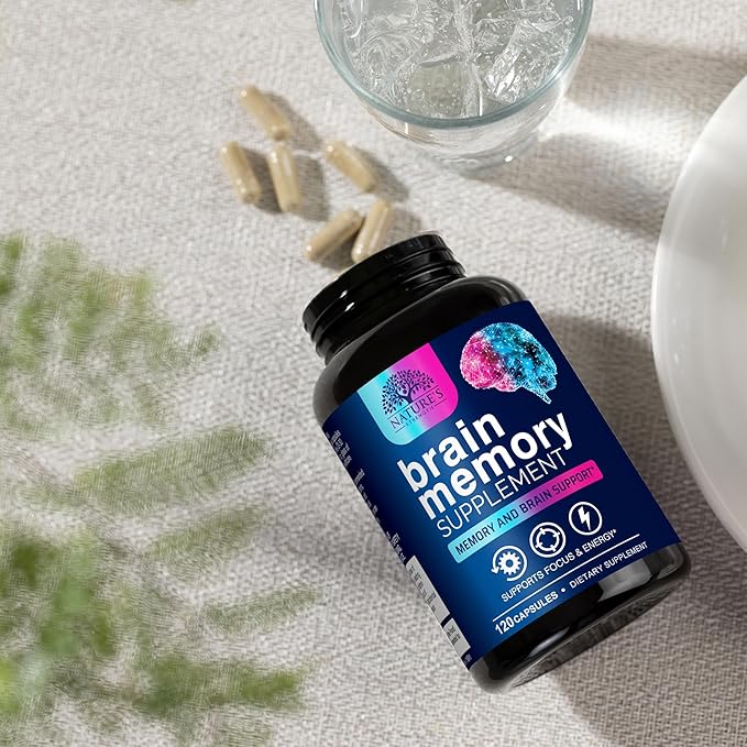 Brain Memory Supplement Pills - Nootropics Support for Concentration, Clarity, Alertness & Focus - Brain Health with Bacopa, Cognitive Vitamins, Phosphatidylserine, DMAE - Brain Booster - 120 Capsules