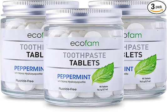 Toothpaste Tablets – Peppermint | Nano Hydroxyapatite Toothpaste Tablets Chewable | Fluoride Free l 90 Tabs