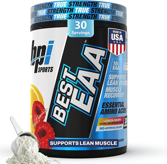 BPI Sports Essential Amino Acids EAA Powder - Pre, Intra & Post Workout Drink - BCAA Powder for Men & Women, EAA + BCAA + Hydration, Advanced Formula with 10g of EAA. (Lemon Berry)