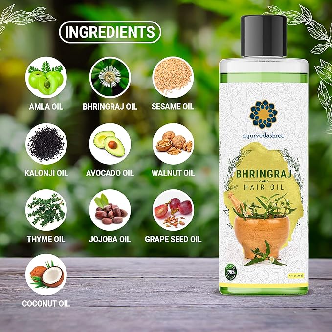 Hair Oil 6.76 fl oz., with Bhringraj, Amla Extract, Kalonji, Seasme, Avacado, Walnut, Thyme, Jajoba , Grape Seed & Coconut Oil 200 ml