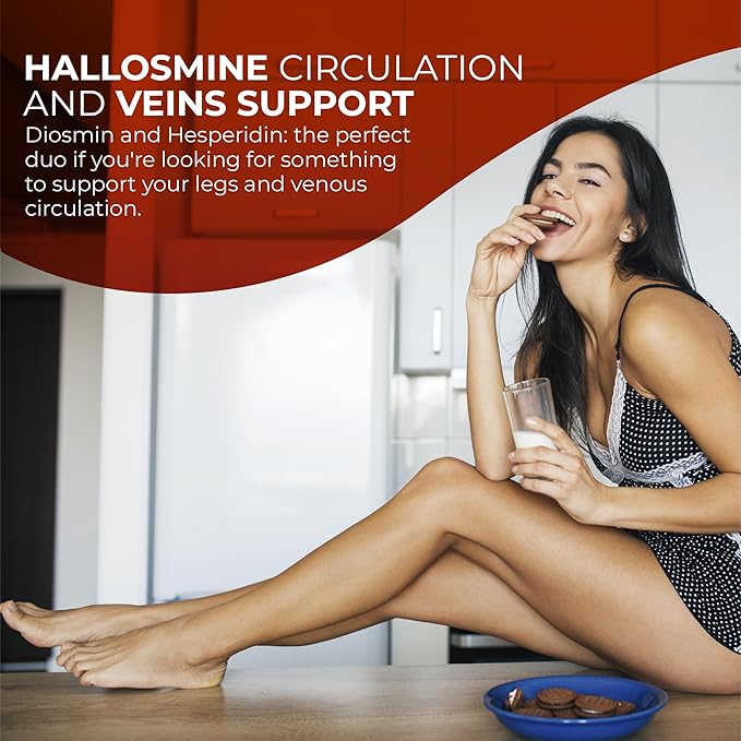 Hallosmine Diosmin Extra Circulation Support, Diosmin Hesperedin + Horse Chestnut Extract, Leg Circulation, Vein Support, Varicose Veins & Blood Circulation Supplement - 60 Caps, 30 Servings