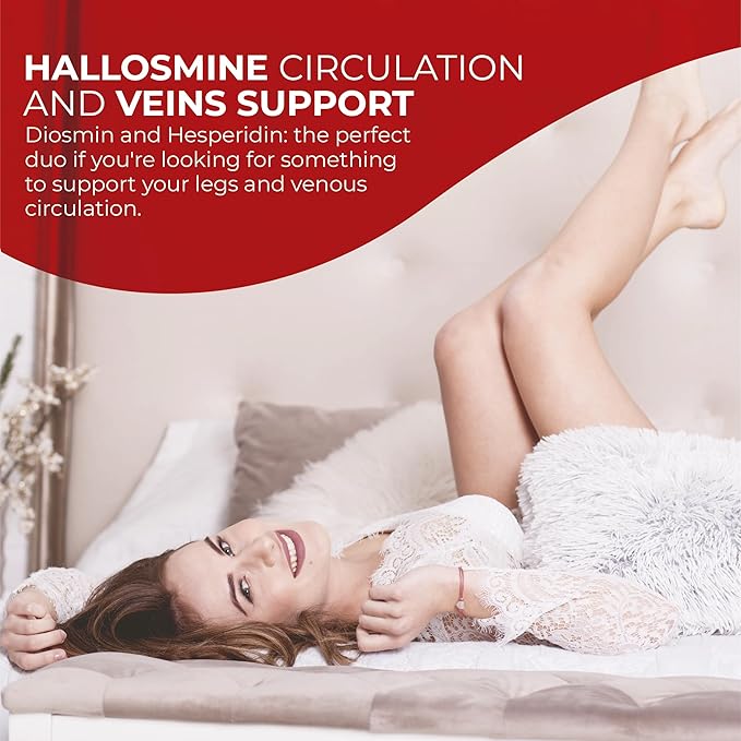 Hallosmine Ultra Diosmin 500mg & Hesperidin 150mg – Heavy Legs, Swelling & Vein - Blood Circulation Supplements, 60 Caps