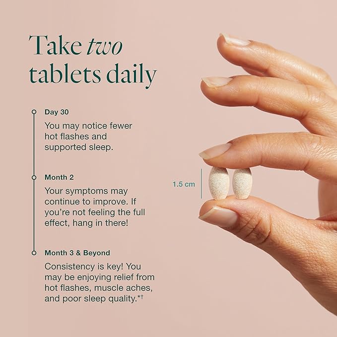 Equelle Multi-Symptom Menopause Relief Supplement for Women, Plant-Based S-Equol, Non-Hormonal & Non-Prescription, Fewer Hot Flashes, More Sleep, Relieves Muscle Aches, 60 Tablets