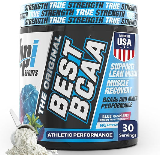 BPI Sports Best BCAA Powder - Muscle Recovery Support - Branched Chain Amino Acids | Building Blocks of Protein and Muscle - Post Workout Recovery – Hydration - Blue Raspberry, 30 Servings