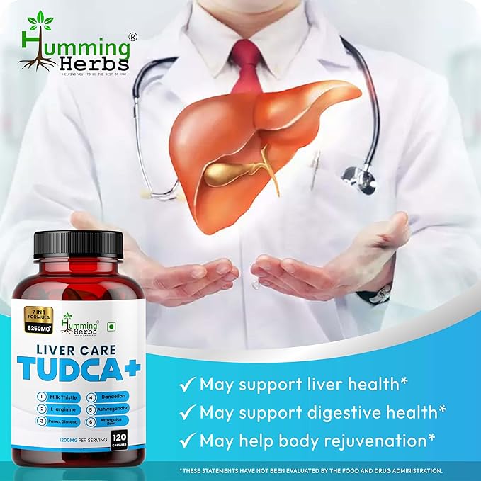 TUDCA Supplement 7in1 Complex with Milk Thistle, L-Arginine, Ashwagandha, Dandelion, Astragalus Root – 120 Capsules