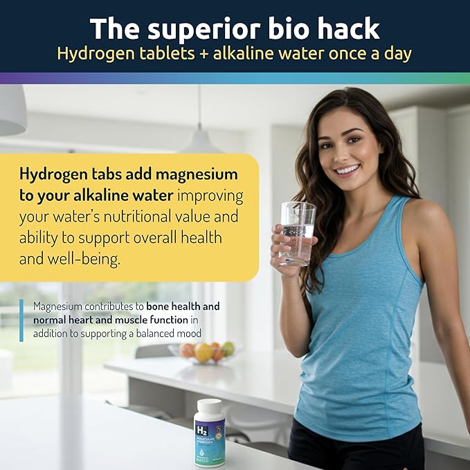 Invigorated Water Hydrogen Water Tablets with Magnesium - H2 Supplements Support Normal Energy, Brain, Cognitive Health, Non-GMO & Gluten Free - 90 Servings