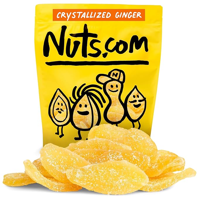 Nuts.com Crystallized Ginger Pieces - Premium Crystallized Ginger Slices - Spicy & Sweet Candied Ginger Pieces - Dried Ginger Chunks, Root - Digestive Snack Crystalized Ginger Pieces (2 lbs)