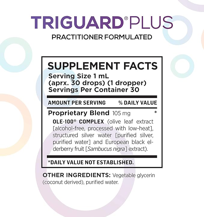 Triguard Plus Concentrate | Colloidal Silver, Sambucus Elderberry Extract & Olive Leaf Extract, 3-in-1 Liquid Immune Support | Powerful Immune System Booster | Great Taste - 1oz / 30ml, Made in USA