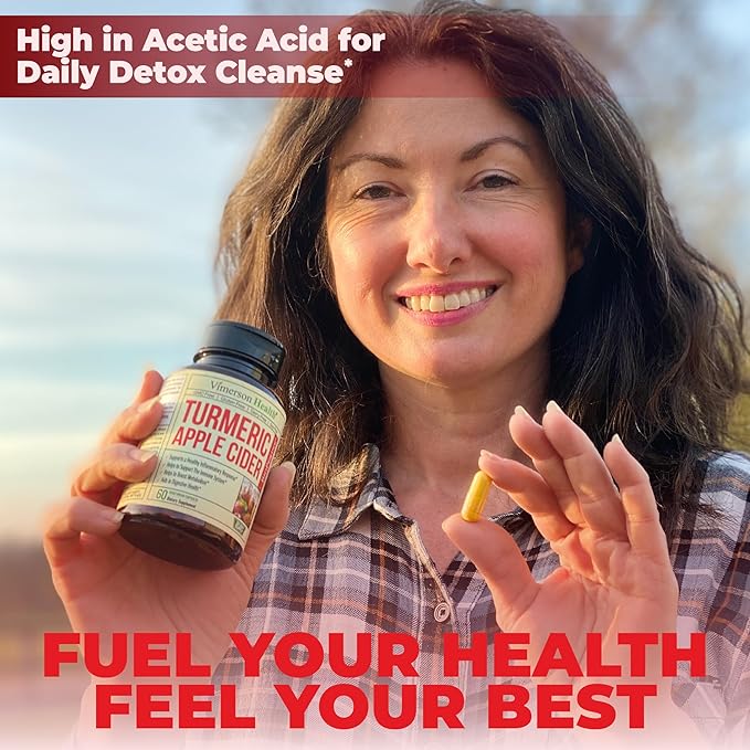 Turmeric Supplement and Organic Apple Cider Vinegar Capsules with Ginger for Joint Health, Metabolic & Digestive Support. Premium Turmeric Apple Cider Vinegar Supplements. Non-GMO. Vegan. 60 ACV Caps