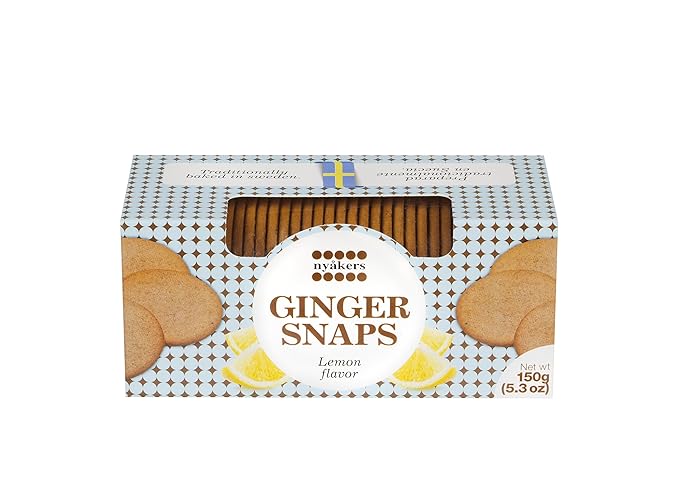 Nyakers Swedish Lemon Ginger Snaps | Nyakers Ginger Snaps Lemon Flavor | Box, 150g