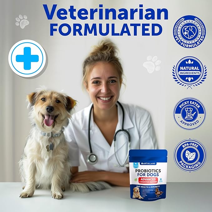Probiotics for Dogs - Support Gut Health, Itchy Skin, Allergies, Immunity, Yeast Balance - Dog Probiotics and Digestive Enzymes with Prebiotics - Reduce Diarrhea, Gas - 70 Probiotic Chews for Dogs