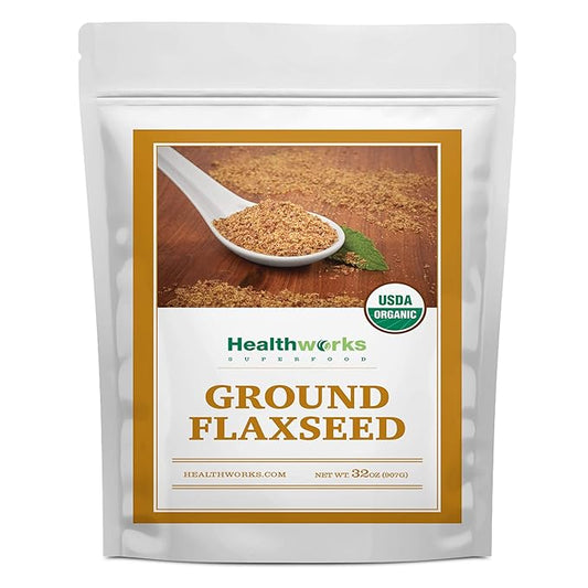 Healthworks Superfoods Flax Seed Organic - 32 Oz / 2 Lbs - Finely Ground Cold Milled Raw
