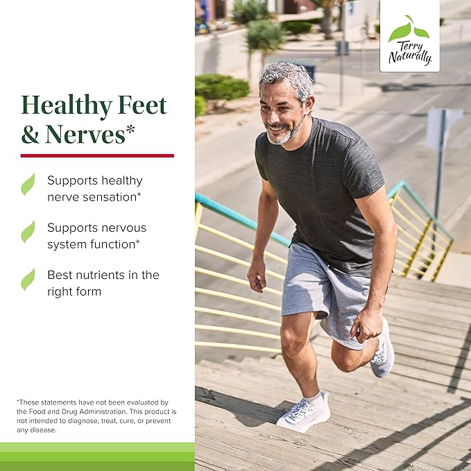 Terry Naturally Healthy Feet & Nerves - Herbal Supplement with Bioactive Vitamin B12 - Circulation & Nerve Health Support Supplement - Vegan Capsules with Boswellia Serrata - 120 Capsules (Pack of 2)