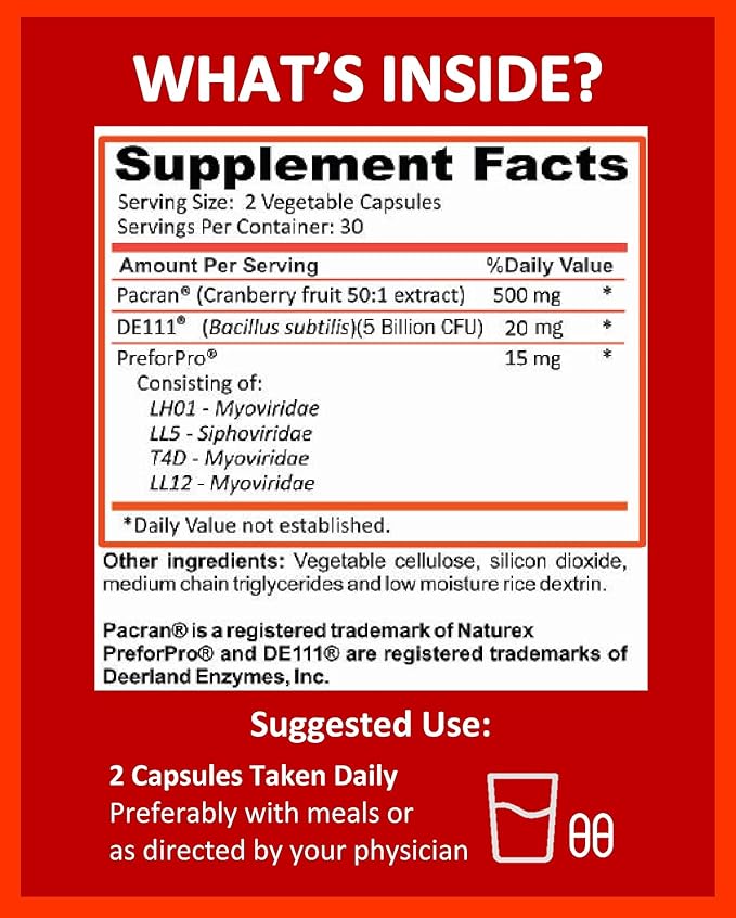 Potent Garden Urinary Support Womens Probiotic for Urinary Tract Health for Women, Cranberry Capsules with 5 Billion CFUs Cranberry Extract, Prebiotics and Probiotics for Women, 60 Caps, 30 Servings